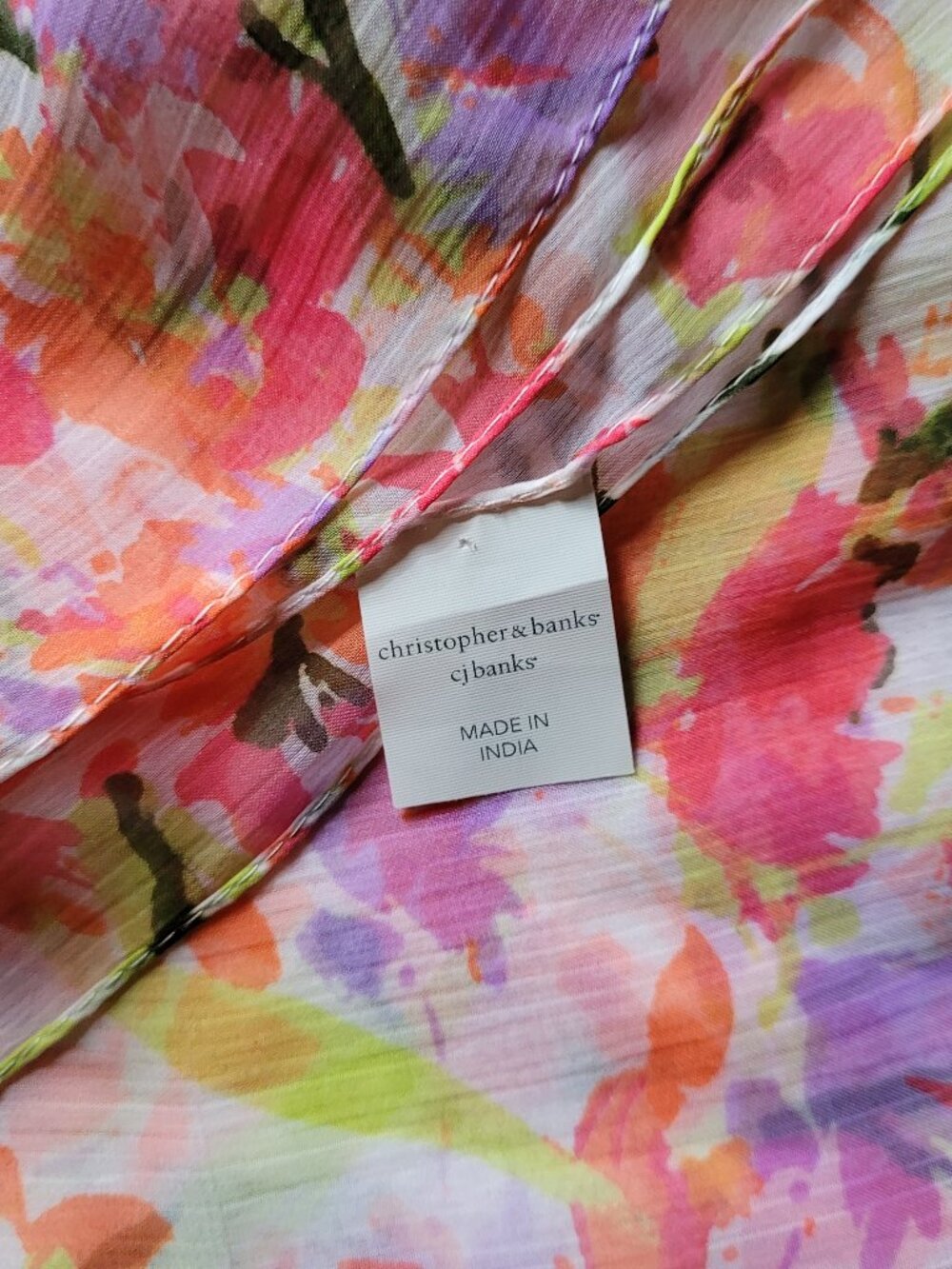 NWOT Christopher & Banks Lovely Floral Scarf with Bees & Butterflies!  64" Long